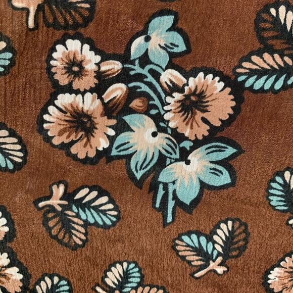 Casual Corner Women Vintage Blouse Long Sleeve Brown Floral Cottage Boho Medium - Picture 7 of 7